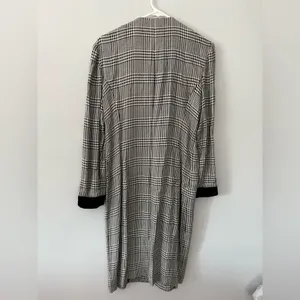 VTG Patty O’Neil Plaid Houndstooth Longline Coat Black White Pattern Size M 6 thumbnail 14