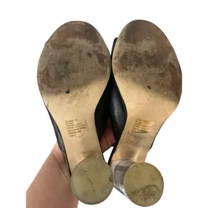 Steve Madden Leather Lucite Clear Heel Mules Size 8.5 thumbnail 4