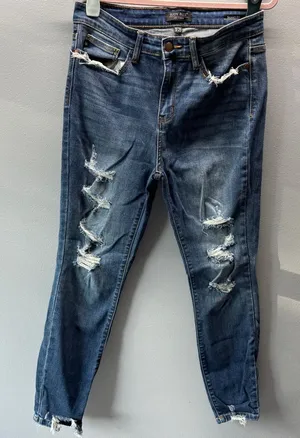 9/29 Judy Blue‎ Jeans Ripped Denim Skinny High Waisted Medium Blue JB82147MD thumbnail 1