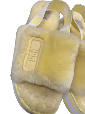 UGG Fluff sugar platform wms yellow slingback casual sandals sz 10 SKU 10-654 thumbnail 12