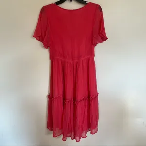 Women’s Sundance Monaco Meetup Sundress Coral Lined Flutter Sleeve‎ Size Small thumbnail 10