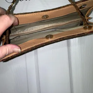 Vintage Elegant Beaded Evening Clutch Top Handle Brown Bronze Gold thumbnail 2