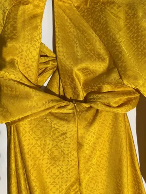 NWT Rare London Anthropologie Textured Golden Yellow Satin Tie-Front Dress thumbnail 13