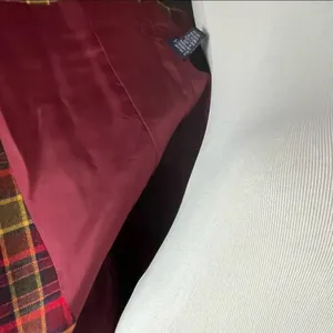 Burberry Red Tartan Plaid Crop Zip Wool Jacket 6 thumbnail 5