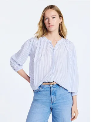 NWT Free Assembly Women's Shirred Cotton Button Down Blouse sz XS 0-2 thumbnail 7