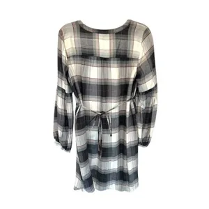 Loft Plaid Button Popover Long Sleeve Swing‎ Shirt Dress Size Medium Belt thumbnail 2