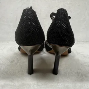 Franco Sarto Black Glitter Square Toe Strappy Ankle‎ Strap Sandals Heels 7.5 thumbnail 5