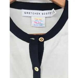 Gretchen Scott Cardigan Womens S Cherry On Top White Black Button Down NEW thumbnail 2