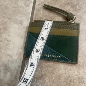 Oliver Bonas Green Colorblock Faux Leather Suede Zip Card Holder Wallet Small thumbnail 4