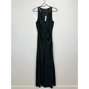 J.Crew Collection Full Length Embellished Ruched Dress Black Formal US 6 NWT thumbnail 6