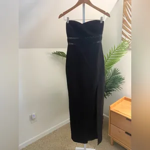 Revolve Likely Vas Gown‎ Slit Sheer Strapless Black Maxi Dress 2 thumbnail 4