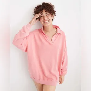 Aerie Happy Henley Everyday Polo Oversized Sweatshirt Size Medium thumbnail 2