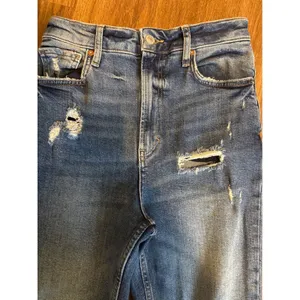 Abercrombie & Fitch High Rise Straight Distressed Jeans‎ Medium Wash Blue 26 thumbnail 2