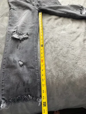 RISEN Women’s Distressed Raw Hem/Waist Gray Frayed Hem Jeans 30 thumbnail 7