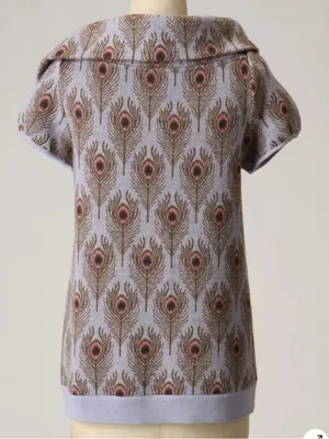 Like New Anthropologie MOTH Wool Peacock Funneled Folds Sweater Size Small thumbnail 3