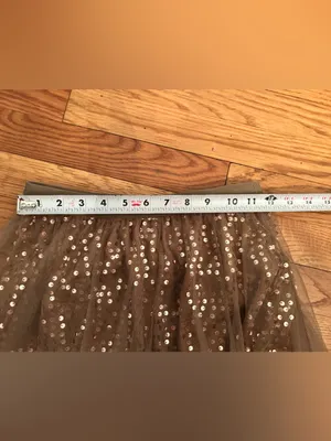 Sequined Tulle Midi Skirt in Light Brown thumbnail 4