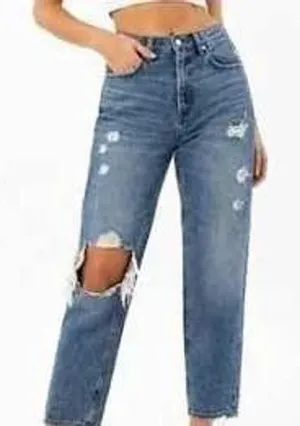 Abercrombie Women Jeans 26 Blue Curve Love High Rise Mom Jean Distressed Cotton thumbnail 1