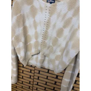 Freshman Tan And White Tie Dye‎ Crop Sweater Size Large thumbnail 3