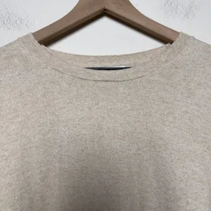 J. Crew Women Cotton Cashmere Sweater XL Beige Minimalist‎ Preppy FIsheraman thumbnail 2