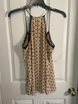 Express Beige Camisole with Black Lace Trim thumbnail 3