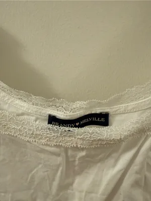 Brandy Melville White Lace-Trim Scoop Neck Top thumbnail 2
