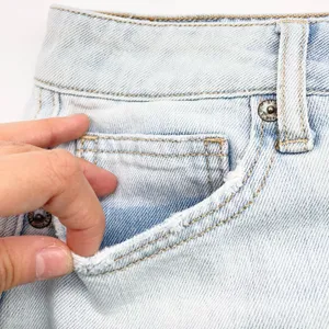 American Eagle Womens 4‎ Denim Mini Skirt Light Wash Distressed Hem Button Fly thumbnail 7