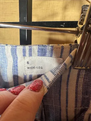 NWT GAP Linen Blend Blue White Stripe Wide Leg Tie Waist Pants Size 6 thumbnail 5
