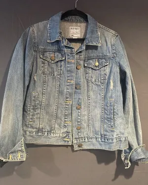 Old Navy Womens M Denim Jacket Distressed Light Wash Trucker Y2K Grunge thumbnail 1