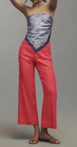 Anthropologie Maeve The Colette Wide-Leg Cropped Linen Pants, Size 26 thumbnail 1