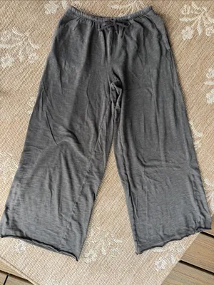 Aerie Wide-Leg Lounge Pants in Dark Gray thumbnail 1