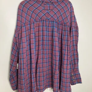 New Free People Oversized Bohemian Grunge Cardiff Plaid Swing Top Shirt Small thumbnail 9