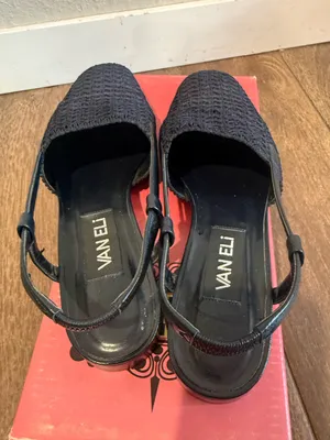 Vaneli Woven Slingback Flats Black Navy Textured Pointed Toe Womens Size‎ 7.5 thumbnail 4
