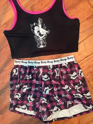 Betty Boop Two Piece Matching Pajama Set Tank Boxer Short Combo Size Medium thumbnail 3