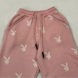 Playboy X Missguided Pink Bunny All Over Print Comfy Lounge Sweatpants Womens XS thumbnail 2