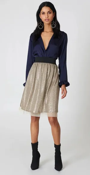 Free People flashing lights metallic sequined skirt thumbnail 13