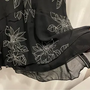 Y2K flowy whimsigoth black floral midi ruffle skirt goth glamour thumbnail 5