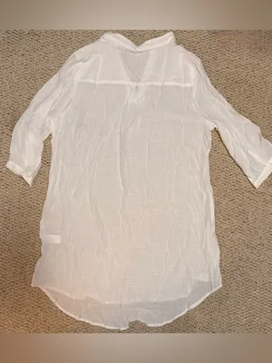 Cupshe NWT White Sheer Beach Cover Up Tunic Dress Size Large coastal thumbnail 3