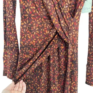 Free People Revolve Shayla Wrap Midi Dress‎ Brown Floral Long Sleeve Midi Dress thumbnail 6
