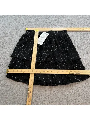 NWT Zara Black White Polka Dot Tiered Ruffle Mini Skirt Size Small thumbnail 4