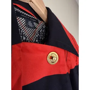 Tommy‎ Hilfiger Red Navy Stripe Double Breasted Trench Coat Jacket Size S P thumbnail 2