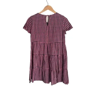 Madewell Short-Sleeve Tiered Mini Dress in Gingham Check thumbnail 4