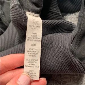 Aerie offline sweat most support Black Ribbed Tank Top sports bra medium thumbnail 9
