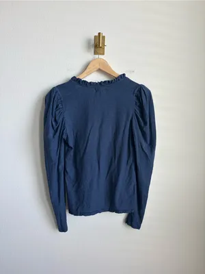 Nation LTD Tamira Elizabethan Tee Ocean Blue Ruffle Pima Cotton Top Medium thumbnail 10