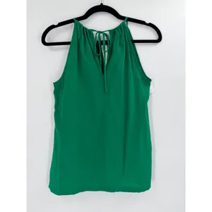 W by Worth‎ Halter Top Womens 0 Green Silk Blend Keyhole Neck Quiet Luxury thumbnail 6