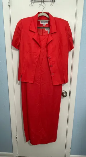 Vintage Jessica Howard 2 Piece Dress Set Size 10 Orange Linen Blend Summer NWT thumbnail 1