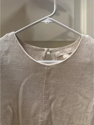 Cream Linen Dress Tan thumbnail 3