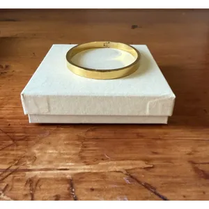 Gold Tone Hinged Bangle Bracelet Minimalist Stackable Classic Modern Jewelry thumbnail 9