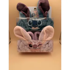 Disney Lilo & Stitch 2-Pack Spa‎ Headband Set Lavender Blue Plush Skincare NIB thumbnail 2