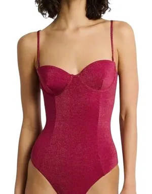 $175 NWT ONIA Pink Shimmer Anemone Underwire Belle One Piece Swimsuit Balconette thumbnail 1