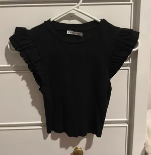 ZARA Black Ruffle Top thumbnail 1
